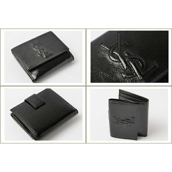 Saint Laurent 2-FWallet  Yves Black Patent - Picture 1 of 3